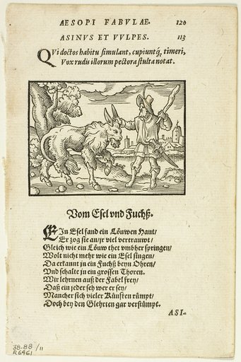 Schöne Figuren vor alle Fabeln Esopi (Aesop's Fables), plate eleven from Woodcuts from Books of the XVI Century