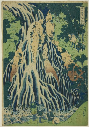 Kirifuri Falls at Mount Kurokami in Shimotsuke Province (Shimotsuke Kurokamiyama Kirifuri no taki), from the series "A Tour of Waterfalls in Various Provinces (Shokoku taki meguri)"