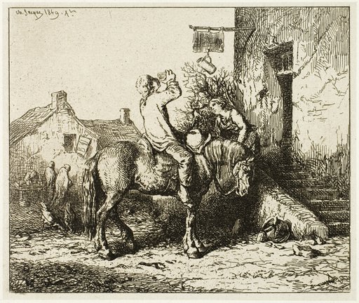 Entrance to an Inn, with Peasant Drinking