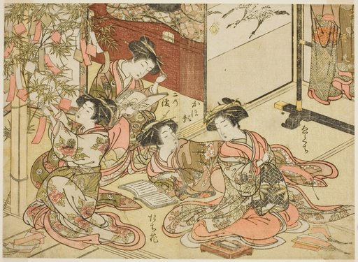Courtesans of the Shin Kanaya, from the series "Mirror of Beautiful Women of the Pleasure Quarters (Seiro bijin awase sugata kagami)," vol. 2