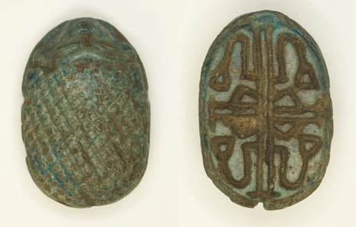 Scaraboid: Face Motif on Top, Floral Designs on Base