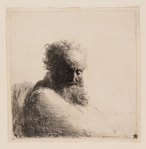 Bust of an Old Bearded Man, Looking Down, Three Quarters Right