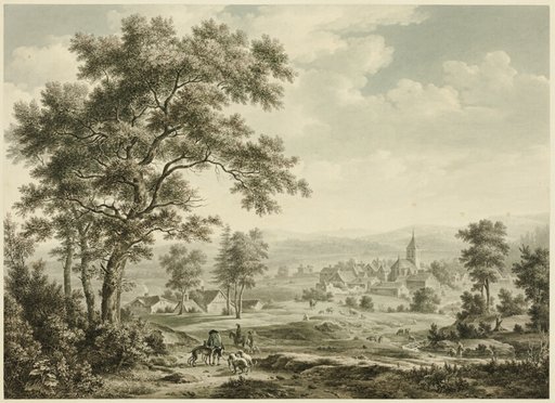 View of Village and Distant Hills