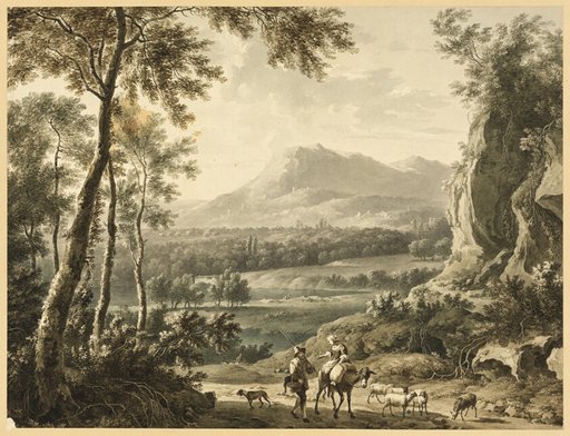 Italianate Landscape with Traveling Peasants in Foreground