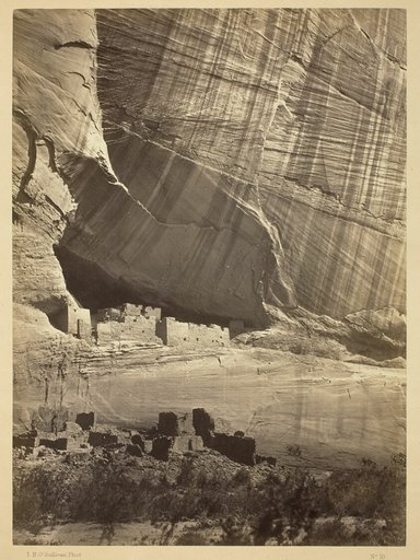 Ancient Ruins in the Cañon de Chelle, N.M. In a niche 50 feet above present Cañon bed.