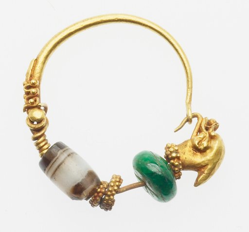 Earring with Dolphin Head Finial
