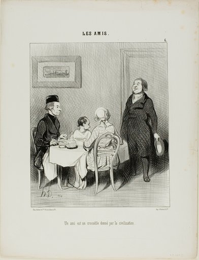 A friend is a crocodile produced by civilization, plate 6 from Les Amis