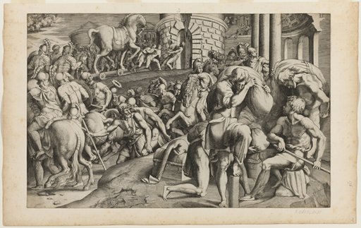 The Trojan Horse Being Dragged into the City of Troy