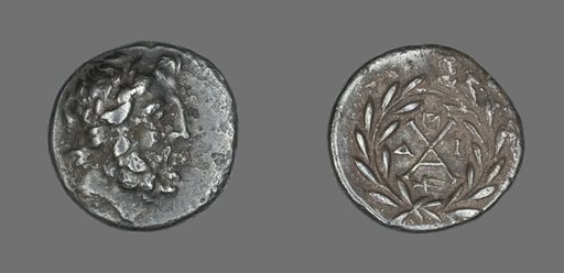 Hemidrachm (Coin) Depicting the God Zeus Amarios