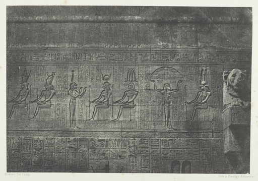 Grand Temple de Dendérah (Teutyres), Sculptures de la Façade Postérieure; Haute-Egypte, plate 20 from the album "Egypte, Nubie, Palestine et Syrie" (1852)