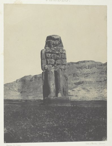 Gournah, Statue de Memnon; Thèbes, plate 55 from the album "Egypte, Nubie, Palestine et Syrie" (1852)