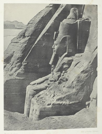 Ibsamboul, Colosse Oriental Du Spéos De Phrè, Vu De Profil; Nubie, plate 104 from the album "Egypte, Nubie, Palestine et Syrie" (1852)