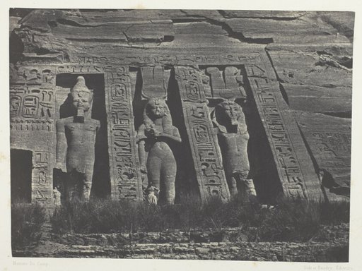 Ibsamboul, Partie Septentrionale Du Spéos D'Hathor; Nubie, plate 108 from the album "Egypte, Nubie, Palestine et Syrie" (1852)