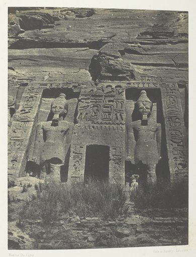 Ibsamboul, Entrée De Spéos D'Hathor; Nubie, plate 109 from the album "Egypte, Nubie, Palestine et Syrie" (1852)