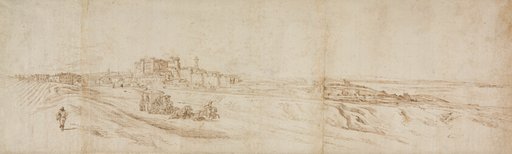 View of The Castello Bracciano, near Rome with Coach and Figures