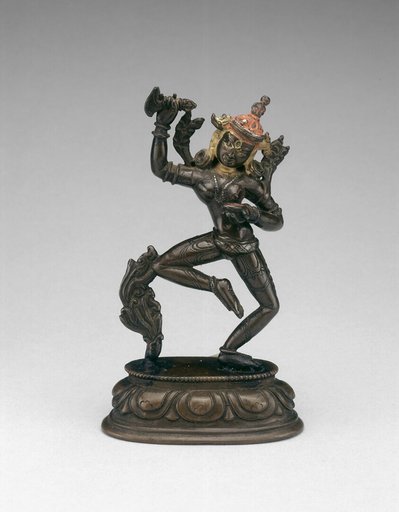 Goddess Vajravarahi Dancing with Chopper (karttrika) and Skullcup (kapala)