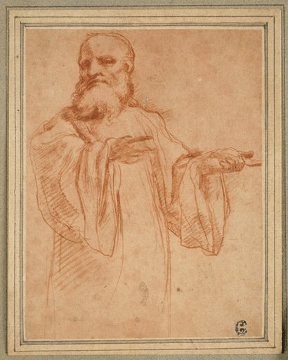 St. Benedict Gesturing to the Left: Study for the Coronation of the Virgin