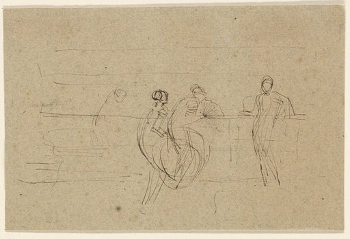 Figures by a Railing