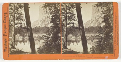 Tutocanula, or El Capitan, 3600 ft., Yosemite Valley, Mariposa County, Cal., No. 1118 from the series "Watkins' Pacific Coast"