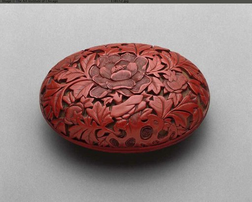 Carved Lacquer Oval-Shaped Box