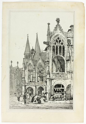 Hotel de Ville, Brunswick, from Facsimiles of Sketches made in Flanders and Germany