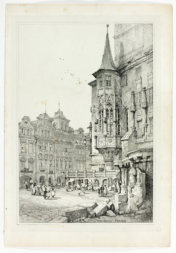 Hotel de Ville, Prague, from Facsimiles of Sketches made in Flanders and Germany