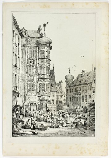 Ratisbonne, from Facsimiles of Sketches made in Flanders and Germany