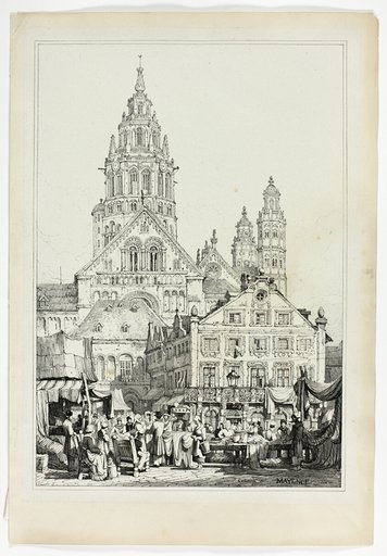 Cathedral at Mayence, from Facsimiles of Sketches made in Flanders and Germany