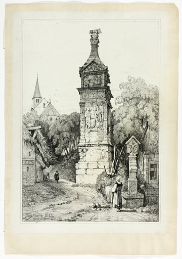 Roman Pillar at Igel, from Facsimiles of Sketches made in Flanders and Germany