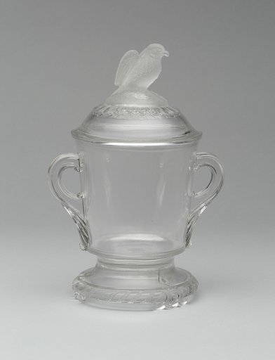 "Old Abe/Frosted Eagle" pattern covered sugar bowl