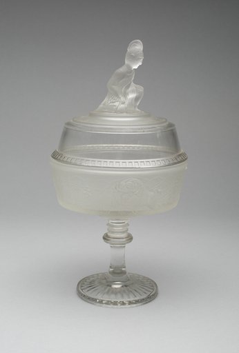 "Westward Ho!/Pioneer" pattern covered compote on pedestal