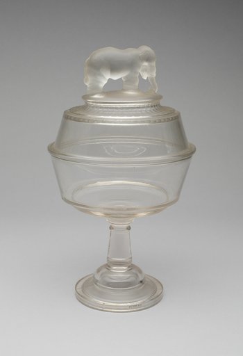 "Jumbo"/Elephant pattern covered compote on pedestal