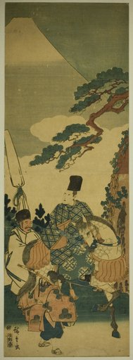 Ariwara no Narihira passing Mount Fuji on his journey to the East