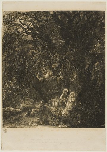 Rest on the flight into Egypt with Saddled Donkey