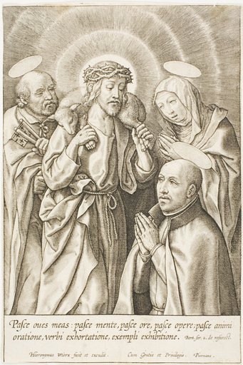 Ignatius of Loyola kneeling before Christ, the Virgin and St Peter