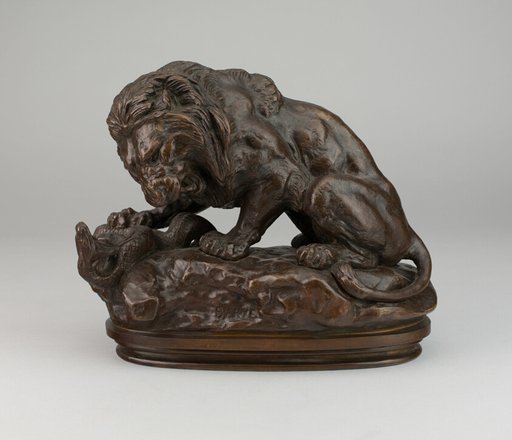Lion Fighting a Serpent
