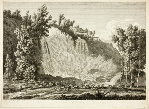 Waterfall Above Tivoli (Cascatella Superiore a Tivoli), from the series Picturesque Views of Italy (Malerisch radirte Prospekte aus Italien)