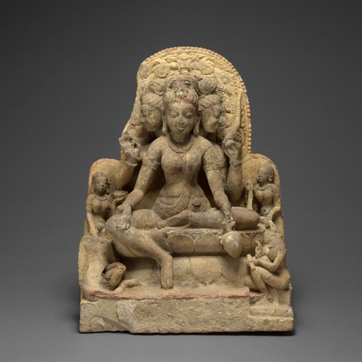 Mother Goddess Brahmani Seated in Royal Ease (Lalitasana) with Attendants