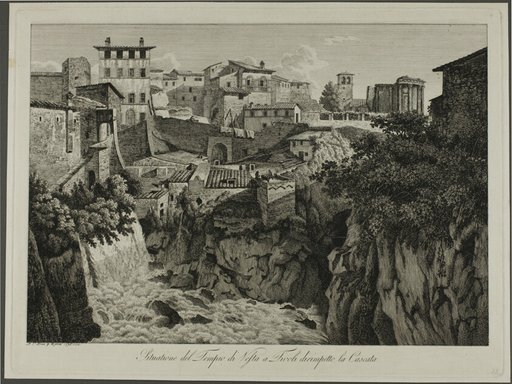 Scene of the Temple of Vesta at Tivoli Facing the Cascades