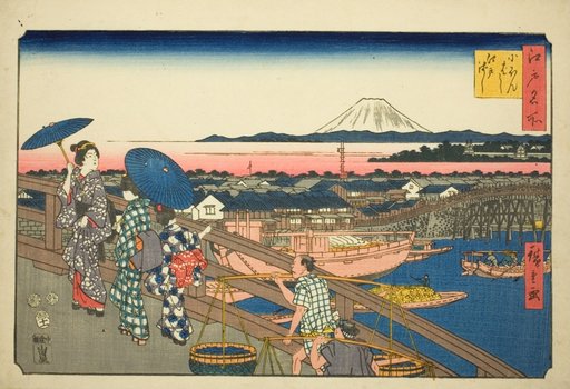 Nihon Bridge to Edo Bridge (Nihonbashi Edobashi), from the series "Famous Places in Edo (Edo meisho)"