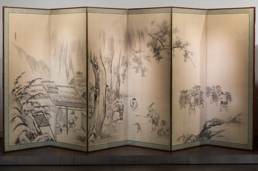 Monkey Trainers and Scenes of Chinese Life (耕作図屏風)