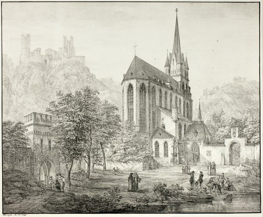 Collegiate Church of Our Lady, with Castle Schoenberg at Oberwesel on the Rhine