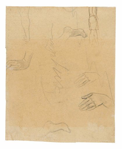 Sketches of Figures, Hands, and Feet (related to the painting Aha oe feii? [What! Are You Jealous?])