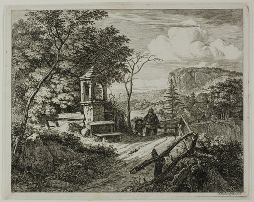 Wood Gatherer with a Boy, plate two from Die zwei grossen Landschaften mit den Betsäulen