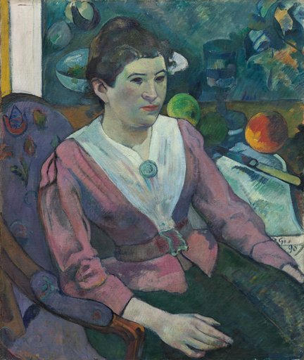 Woman in Front of a Still Life by Cezanne