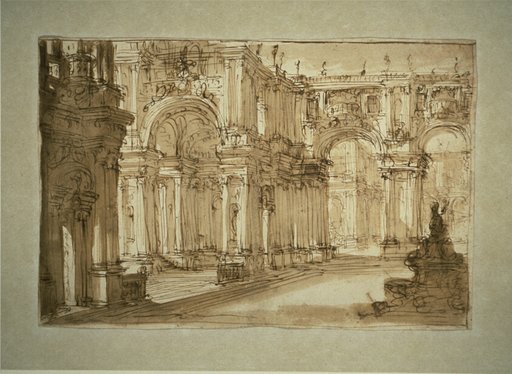 Palatial Courtyard with a Fountain