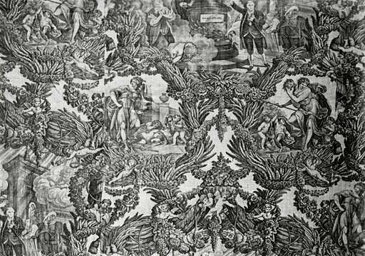 Garrick and Shakespeare with Tragedy and Comedy (Furnishing Fabric)