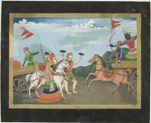 Arjuna Slays Karna, page from a Mahabharata series