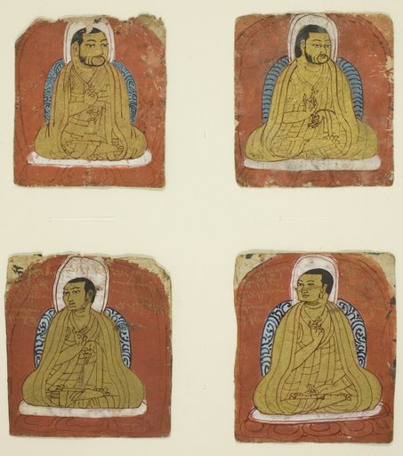 Four Miniature inscribed portraits of four Lamas
