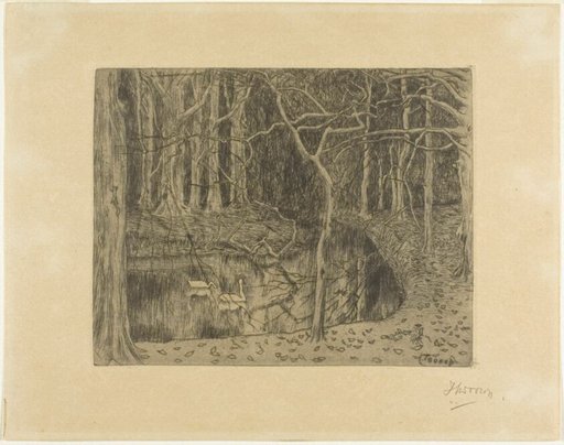 Woodland with a Pond and Swans
